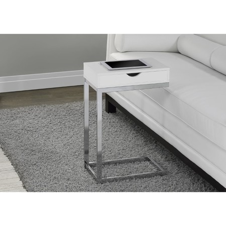 Monarch Specialties Accent Table - Chrome Metal / Glossy White With A Drawer I 3031